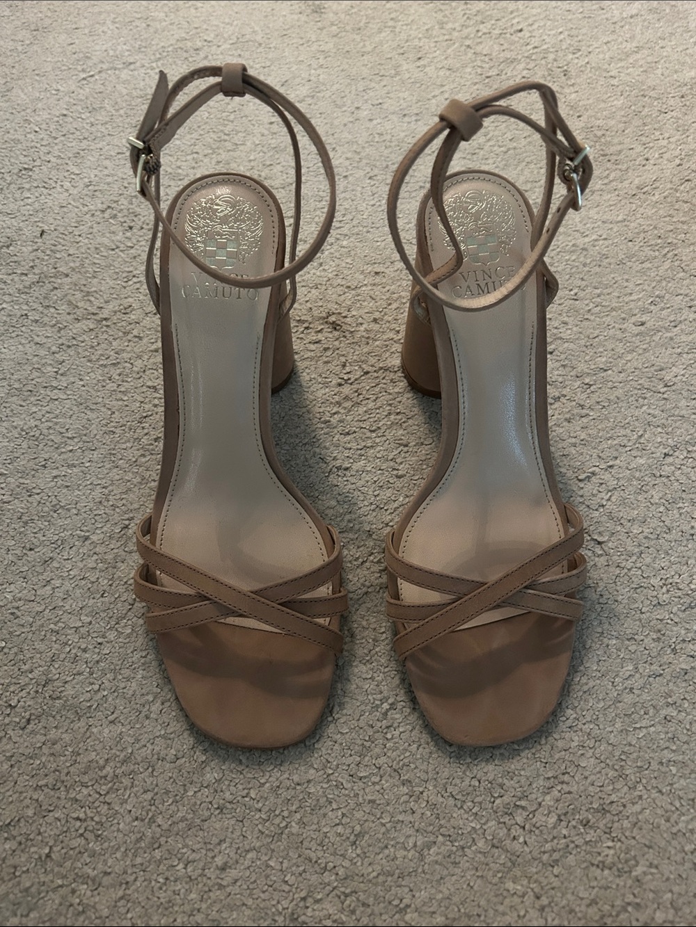 Vince Camuto Neutral Strappy Block Heel Sandals